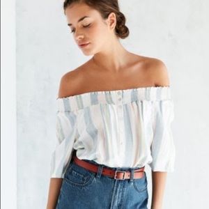 Smocked Off the Shoulder Blouse Urban Outfitters
